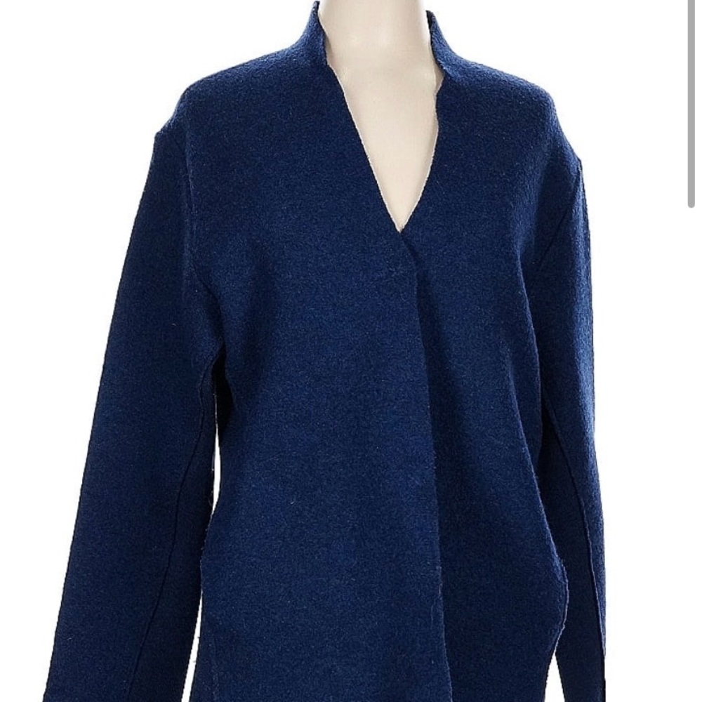 Eileen Fisher Navy Wool Coat | Snap Closure, Classic Style
